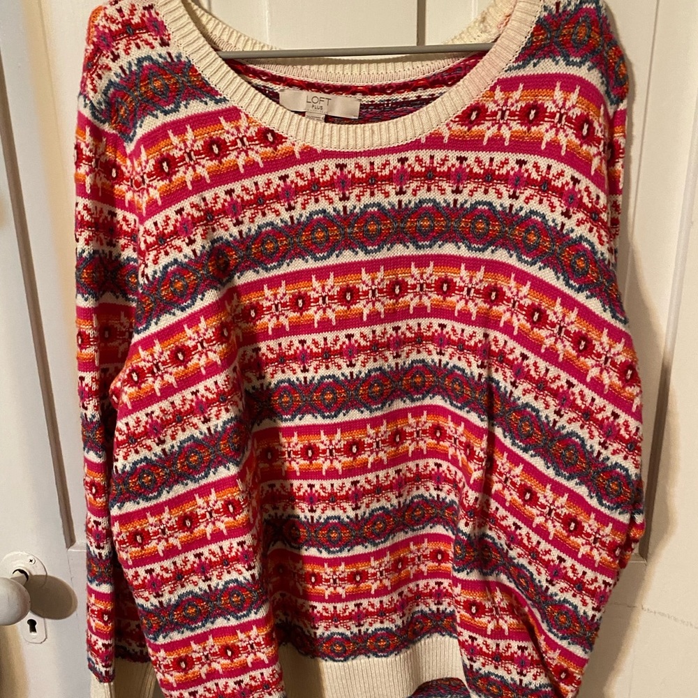 LOFT Plus colorful sweater- 20/22. Sweater worn just a few times!